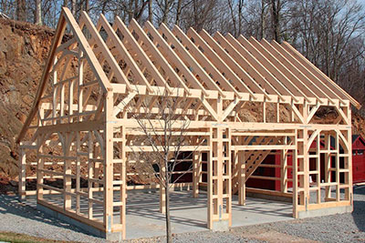 new post and beam barn construction in Millersville, PA