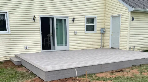 A newly built synthetic wood deck in Frazer, PA