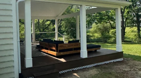 A residential wooden deck in Radnor, PA