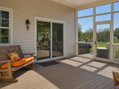 A deck enclosure with glass windows in Bryn Mawr, PA
