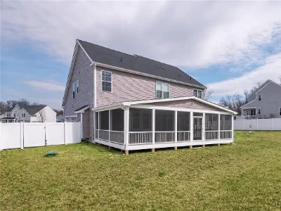 A modern enclosed deck in a residential neighborhood in Newtown Square, PA