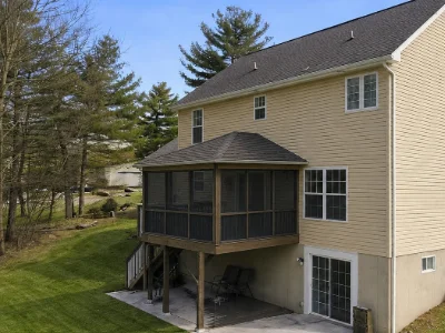 A raised enclosed deck in a residential home in Radnor, PA